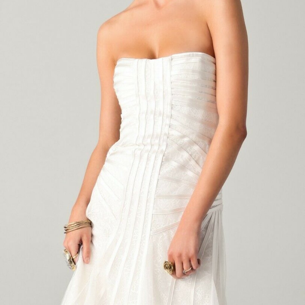 Bcbg Magnolia Strapless (W/ Optional Straps) Wedding Gown Dress White - New
